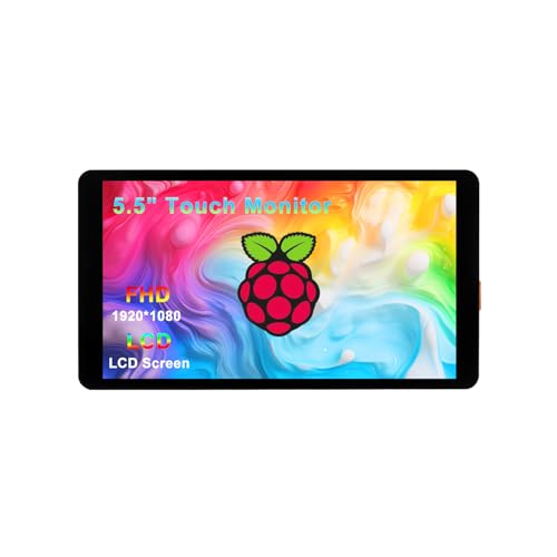 5.5 Inch Touchscreen Monitor for Raspberry Pi LCD Display 1920 * 1080 for Pi RPi 5/4/4B/3B+/3A+ HDMI Support Windows Horizontal Display in Default