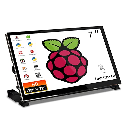 WIMAXIT Raspberry Pi Touchscreen Monitor- 7'' IPS 1024X600 Dual-Speaker, USB HDMI Portable Capacitive Display for Raspberry Pi 5 3b+/4b, Windows (Driver-Free)