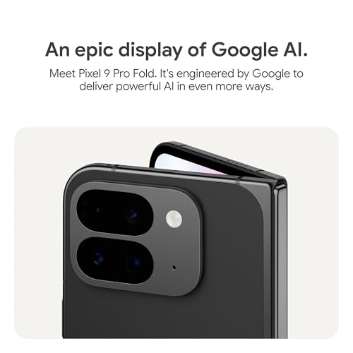 Google Pixel 9 Pro Fold - Unlocked Android Smartphone with Gemini - Advanced Triple Rear Camera System - Foldable Display - Hands-Free Video - Obsidian - 256 GB (Renewed)