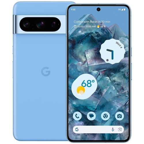 Google Pixel 8 Pro 5G (128GB, 12GB) 6.7", Nona-core, Android 14 (GSM + CDMA) 4G LTE Fully Unlocked (Verizon, T-Mobile, AT&T, Straight Talk) (w/Wireless Charger) (Bay) (Renewed)