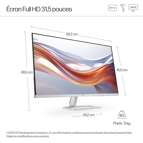 HP Series 5 31.5 inch FHD Monitor - 532sf, 80 cm, W128952815 (Monitor - 532sf, 80 cm (31.5), 1920 x 1080 Pixels, Full HD, LCD, 7 ms, Silver)