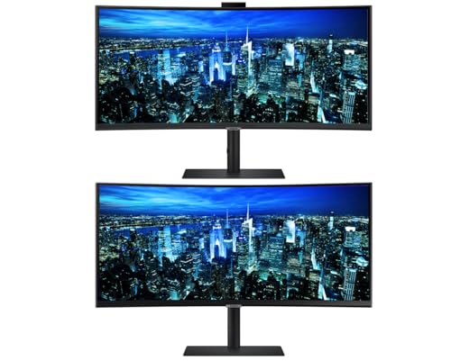SAMSUNG S65VC 34-inch Curved 1440P UWQHD 100Hz IPS LCD ViewFinity Monitor, 2-Pack Bundle with Webcam, USB-C, Ethernet, Dock, DisplayPort, HDMI, USB Hub, Speakers (S34A654)