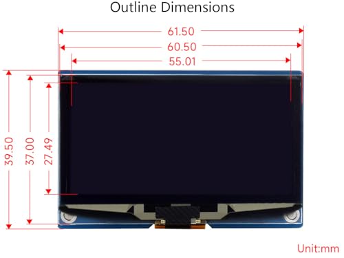 2.42inch OLED Display Module 128×64 Resolution, White Display Color Embedded SSD1309 Driver Chip, SPI / I2C Communication, Compatible with Raspberry Pi, forArduino, STM32, ESP32, Jetson Nano, etc.