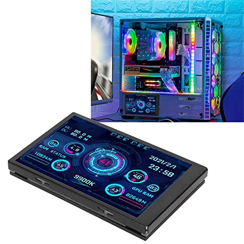 VBESTLIFE Computer Temp Monitor, 3.5Inch Mini USB C PC Temperature Display CPU Data Monitor PC Sensor Panel Display, for DIY Computer (Black)