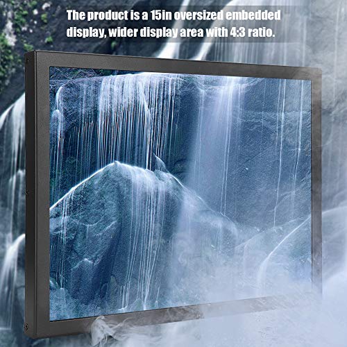 Dpofirs 15inch 4:3 Display, 1024x768 Embedded Industrial, Metal Industrial Display Non-Touch Monitor, for HDMI/VGA/AV/BNC/USB,for PC/TV/CCTV/Computer/Camera(US)