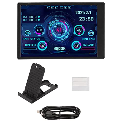 ZJchao Pc Temperature Display, 3.5in Computer Temp Monitor Full View Display Computer Temp Monitor Computer Temperature Display with Stand for AIDA64 PC CPU RAM Hard Disk Data