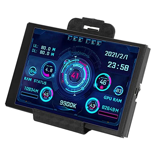VBESTLIFE Computer Temp Monitor, 3.5Inch Mini USB C PC Temperature Display CPU Data Monitor PC Sensor Panel Display, for DIY Computer (Black)