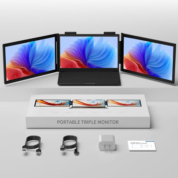 Laptop Screen Extender Monitor Portable - 14 Inch IPS FHD 1080P Triple Monitor for Laptop for 13"-17" Laptops Compatible with Mac Windows (Maximum Length: 14.56") (S3)