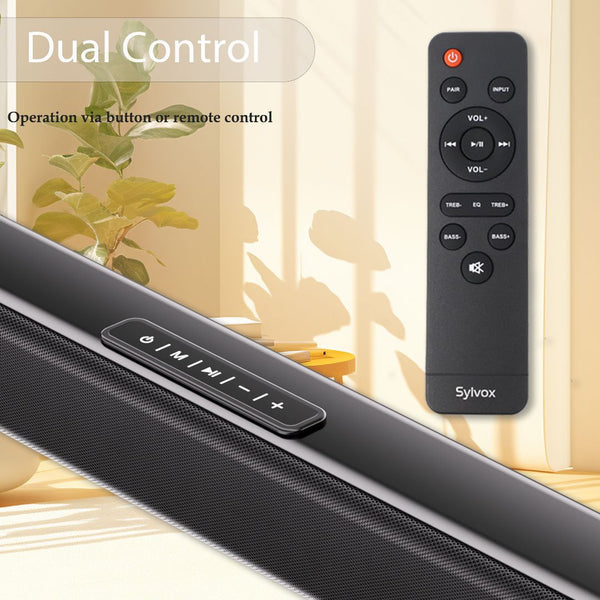 SYLVOX All-in-One Soundbar, 30-Watt 2.0 Channel 4 EQ settings Sound Bar, 12V Soundbar for RV, Camper, with HDMI, USB, Buletooth
