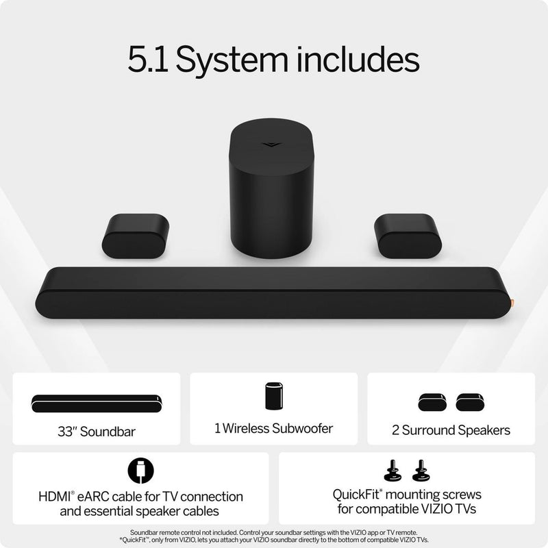 VIZIO 5.1 Soundbar Wireless Subwoofer with Dolby Atmos - (SV510M-08)