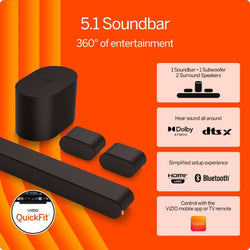 VIZIO 5.1 Soundbar Wireless Subwoofer with Dolby Atmos - (SV510M-08)