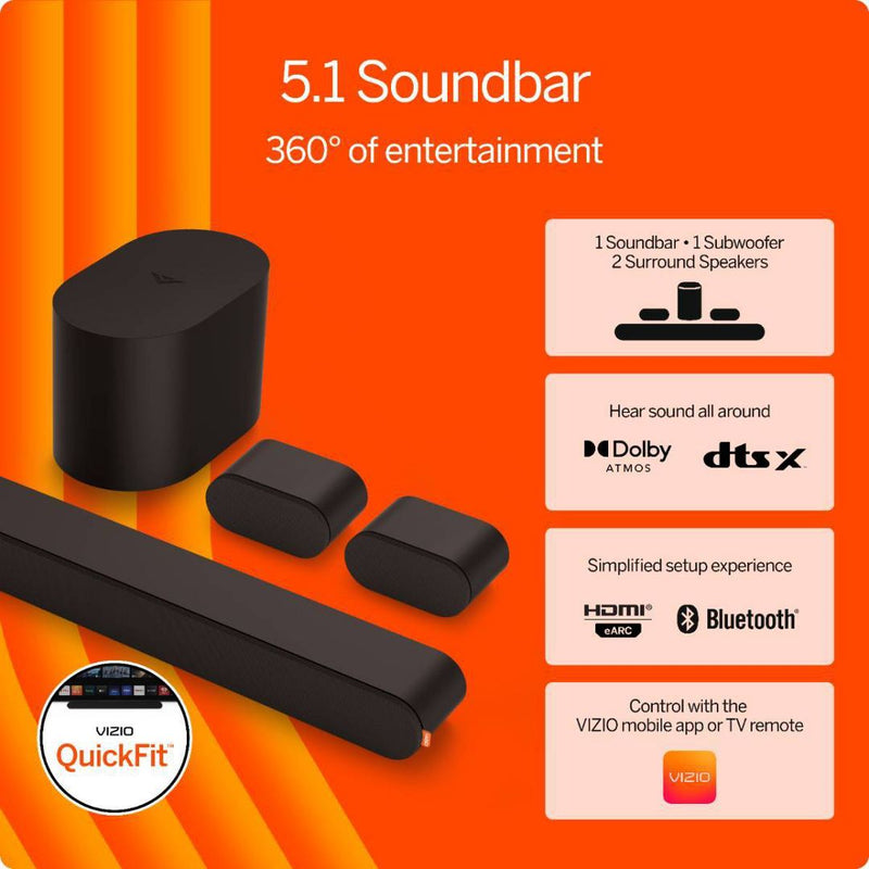 VIZIO 5.1 Soundbar Wireless Subwoofer with Dolby Atmos - (SV510M-08)